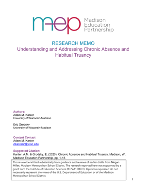Understanding and Addressing Chronic Absence memo cover page
