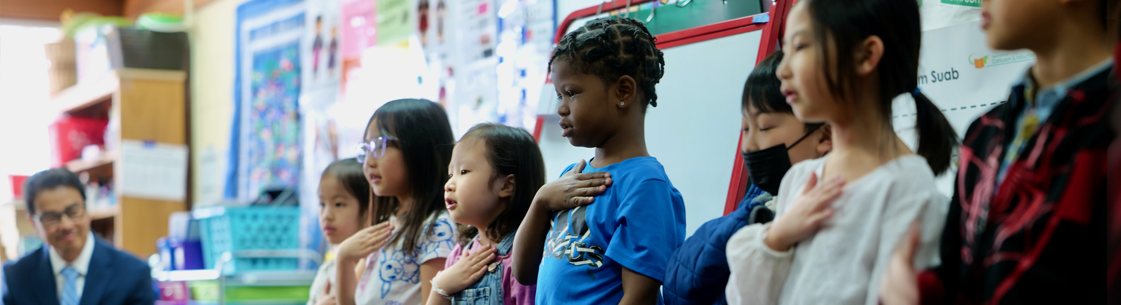 Students doing the pledge of allegiance